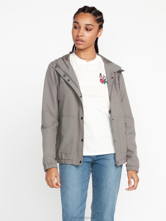femmes Volcom gris métallisé veste en pierre ennemie ZJ48F905