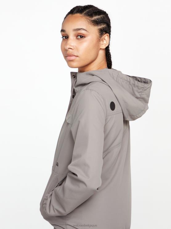 femmes Volcom gris métallisé veste en pierre ennemie ZJ48F905