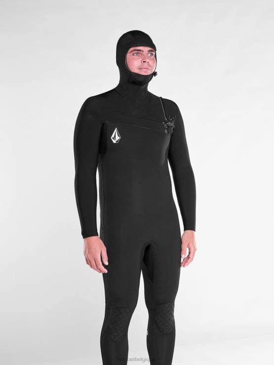 Hommes Volcom noir modulateur 4/3mm combinaison Chestzip à capuche ZJ48F639