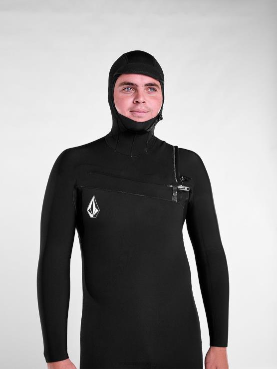 Hommes Volcom noir modulateur 4/3mm combinaison Chestzip à capuche ZJ48F639