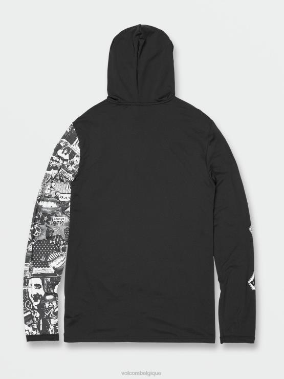 Hommes Volcom noir emblématique stone hood collage manches longues upf 50 rashguard ZJ48F647