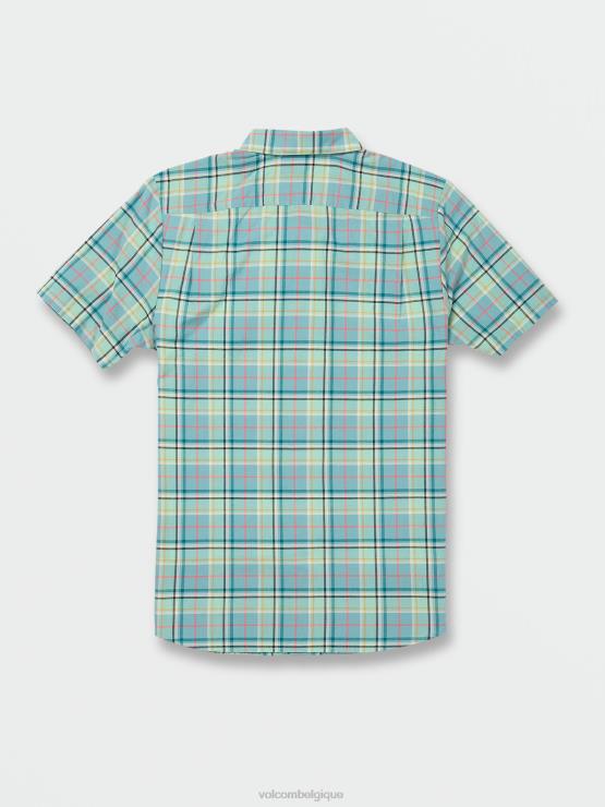 Hommes Volcom bleu côtier chemise à manches courtes benson ZJ48F157