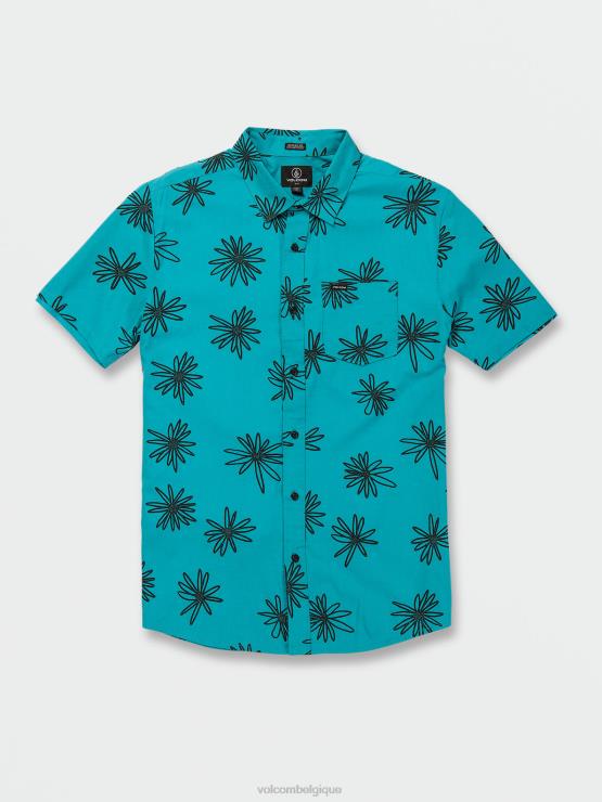 Hommes Volcom bleu électrique chemise à manches courtes lazy dazey ZJ48F160