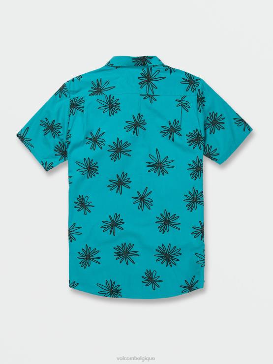 Hommes Volcom bleu électrique chemise à manches courtes lazy dazey ZJ48F160