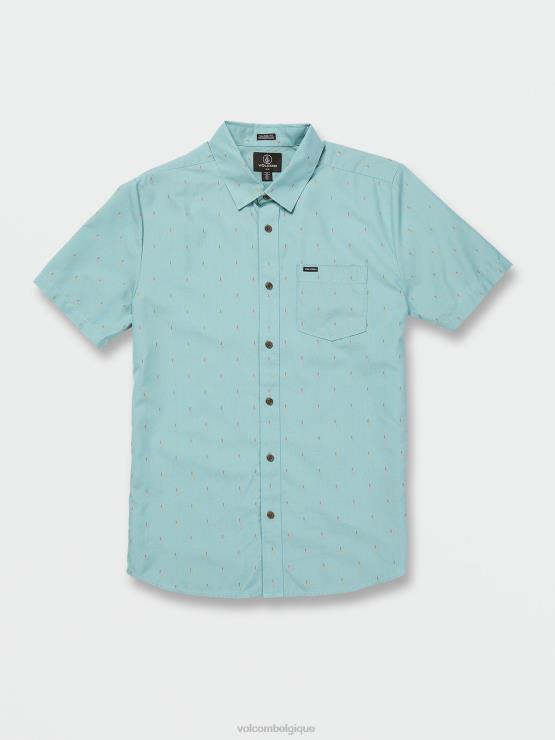 Hommes Volcom cali bleu chiné chemise à manches courtes ZJ48F142