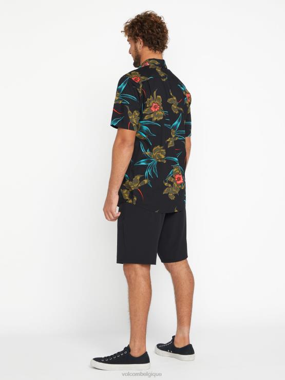Hommes Volcom combo noir chemise à manches courtes island time ZJ48F144