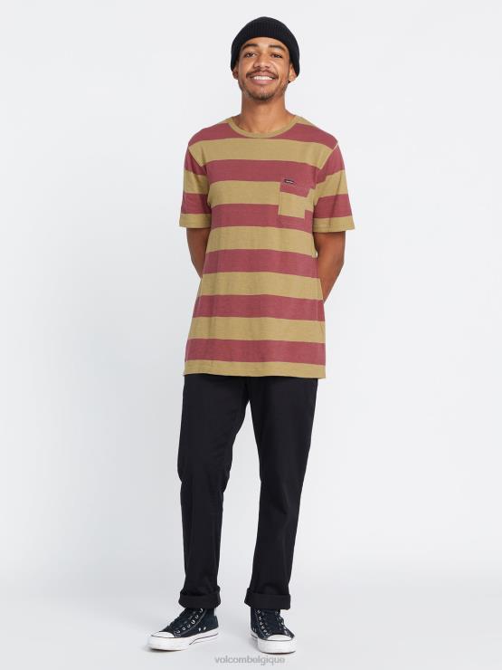 Hommes Volcom kaki foncé chemise à manches courtes ras du cou bolders ZJ48F131