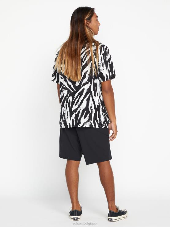 Hommes Volcom noir chemise à manches courtes en pierre fêtarde ZJ48F164