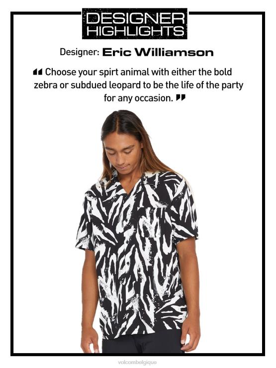 Hommes Volcom noir chemise à manches courtes en pierre fêtarde ZJ48F164