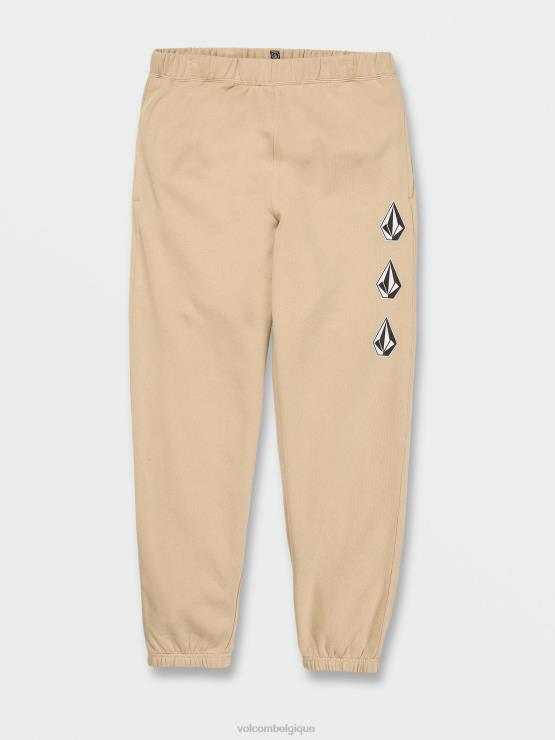 Hommes Volcom amande pantalon emblématique à taille élastique en molleton grège ZJ48F337