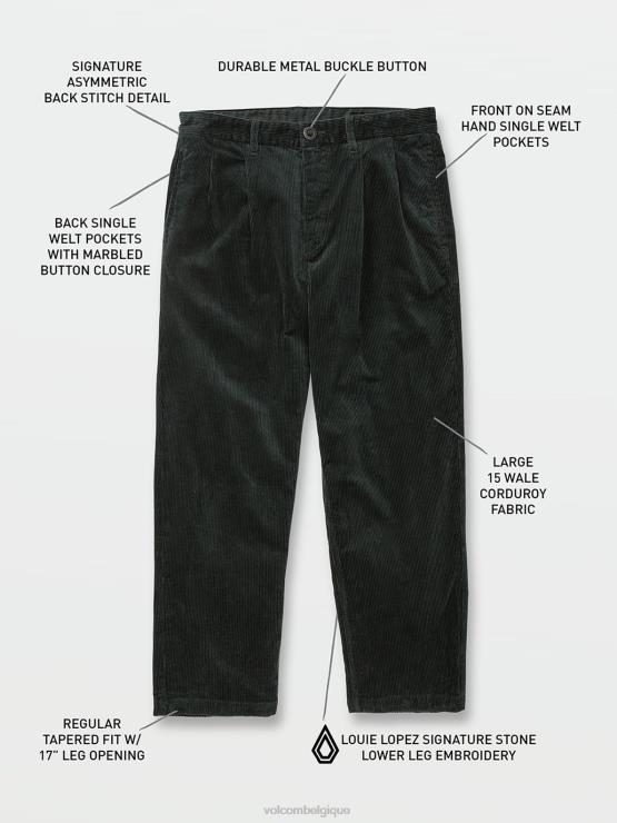 Hommes Volcom vert cèdre pantalon fuselé en velours côtelé ZJ48F291