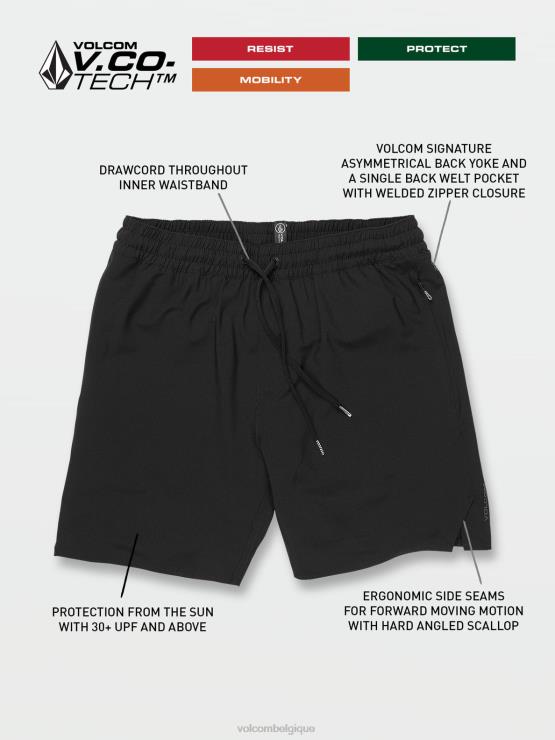 Hommes Volcom noir frickin ascender short à taille élastique ZJ48F216