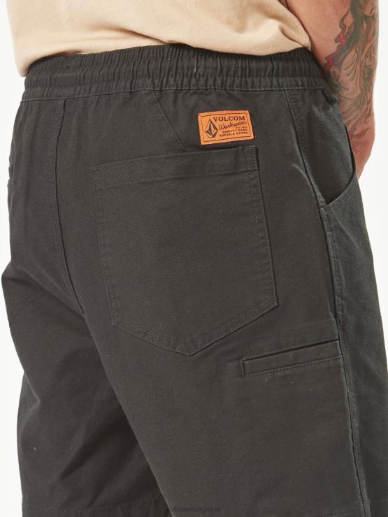Hommes Volcom noir short taille élastique caliper workwear ZJ48F244