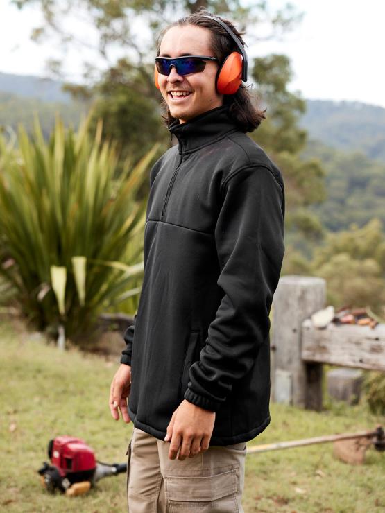 Hommes Volcom noir pull workwear en molleton zippé ZJ48F171