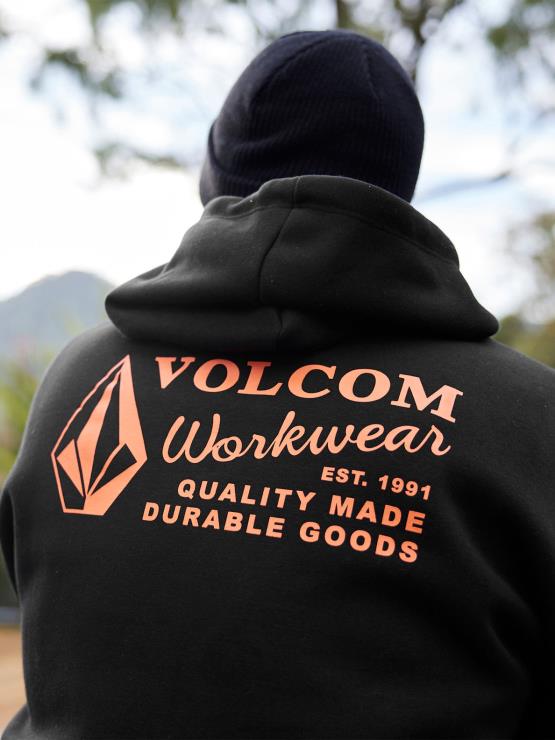 Hommes Volcom noir sweat à capuche workwear ZJ48F178