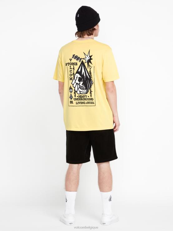 Hommes Volcom Flash jaune t-shirt à manches courtes heavy living ZJ48F68