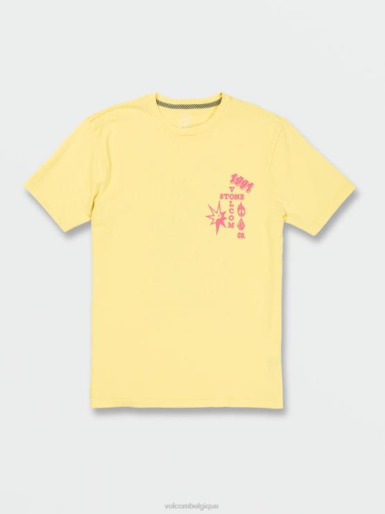 Hommes Volcom Flash jaune t-shirt à manches courtes heavy living ZJ48F68
