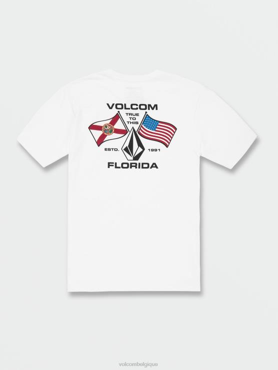 Hommes Volcom blanc t-shirt à manches courtes floridaflag ZJ48F73