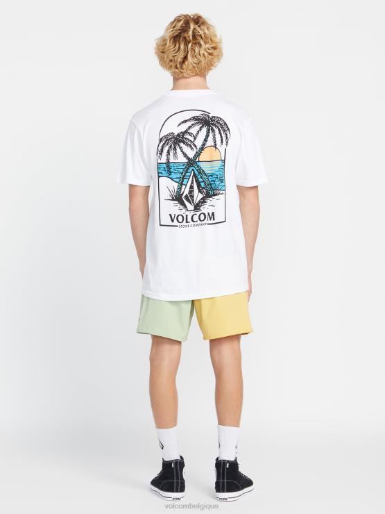 Hommes Volcom blanc t-shirt à manches courtes glassy daze ZJ48F20