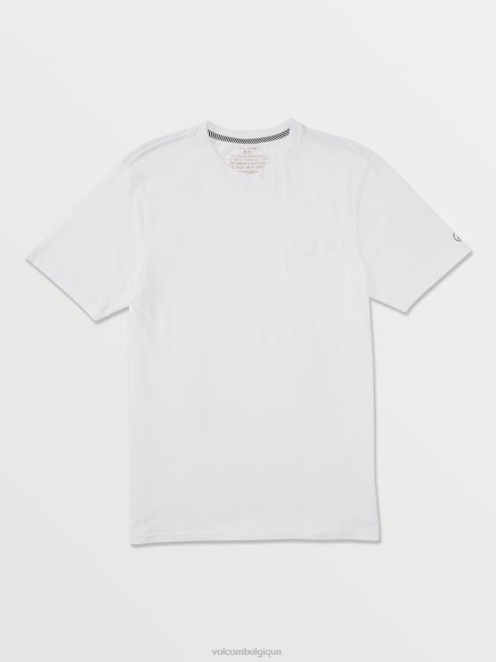 Hommes Volcom blanc t-shirt uni à poche à manches courtes ZJ48F110