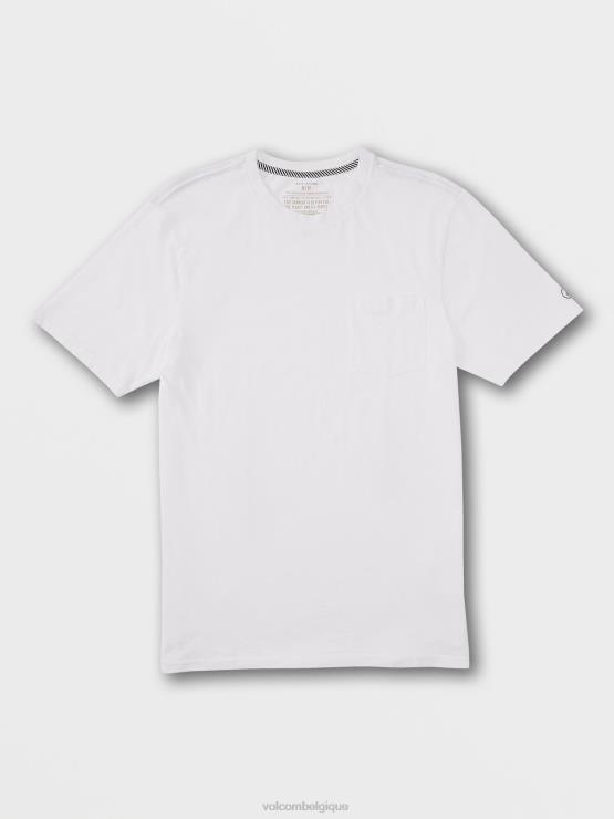 Hommes Volcom blanc t-shirt uni à poche à manches courtes ZJ48F110
