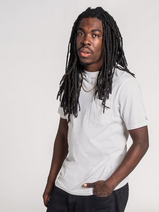 Hommes Volcom blanc t-shirt uni à poche à manches courtes ZJ48F123