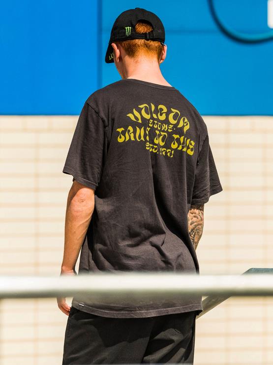 Hommes Volcom bleu vintage t-shirt manches courtes venise ZJ48F3