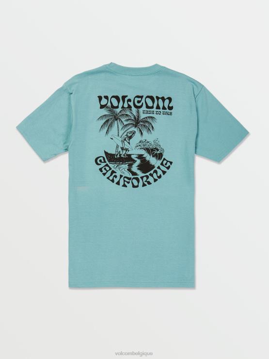 Hommes Volcom cali bleu chiné t-shirt à manches courtes ours de gardien de but ZJ48F91