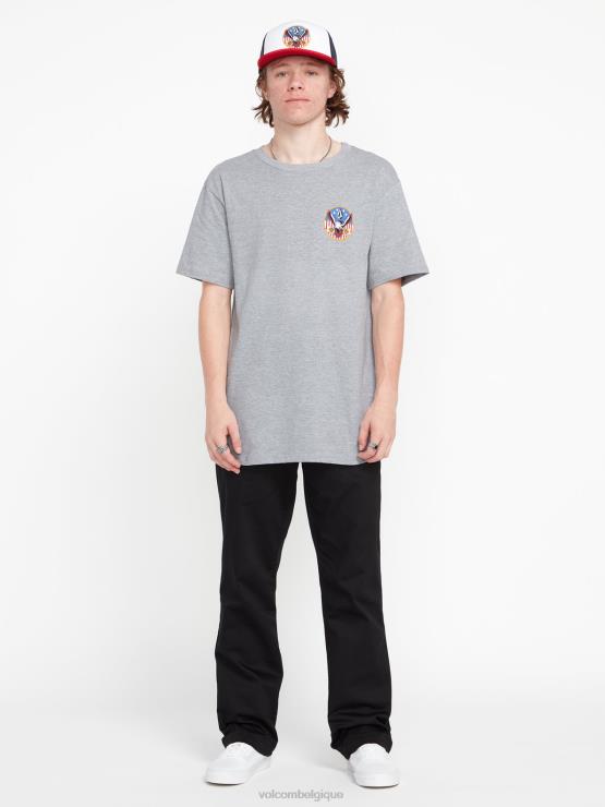 Hommes Volcom gris chiné t-shirt à manches courtes Freedom Eagle ZJ48F10