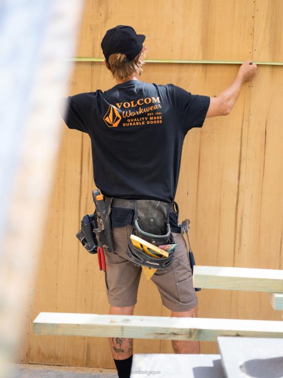 Hommes Volcom noir t-shirt de travail à manches courtes ZJ48F64