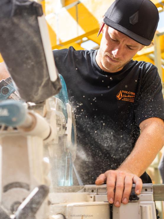 Hommes Volcom noir t-shirt de travail à manches courtes ZJ48F64