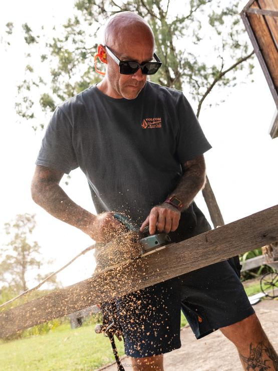 Hommes Volcom noir t-shirt de travail à manches courtes ZJ48F64