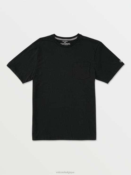 Hommes Volcom noir t-shirt uni à poche à manches courtes ZJ48F109