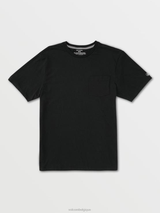 Hommes Volcom noir t-shirt uni à poche à manches courtes ZJ48F114